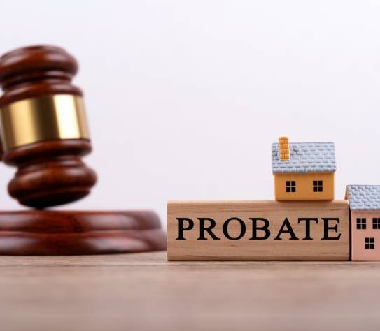 Gavel and wood block with text PROBATE Business concept